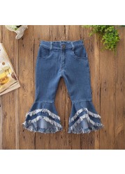 Spring All-match Girls Jeans Trumpet Elastic Waist Flared Pants Children Trousers Bell bottom Jeans For Girls Clothing 2-7 Years