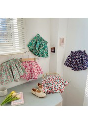 Korean children's floral shorts 2022 summer baby pant skirt fashion versatile children clothes kids clothing 90-140