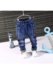 Baby Boys Girls Jeans Pants Kids Trousers 2-8Yrs Boys Girls Jeans Boys Casual Pants Letter Jeans Kids