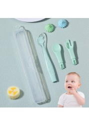 3 in 1 Baby Silicone Spoon and Fork Double-headed Fruit Squeezer Newborn Scraping Spoon Children Food Baby Feeding Tools Baby Spoon