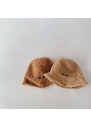 MILANCEL 2022 spring new children's breathable girls hat Korean boys straw hat letter embroidery children's hat