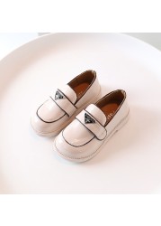 Spring Autumn Girls British Shoes Fashion Kids Children Wide Elegant PU Leather Slip-on Princess Soft Rubber Shoes For Baby