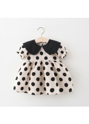 Infant Baby Girls Dresses Short Sleeve Summer Dot Printed Princess Dress Toddler Newborn A-Line Dress Holiday Party Dress