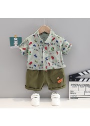 New Summer Baby Boys Clothes Suit Children Fashion Print T-shirt + Pants 2 Pieces/Set Toddler Costume Casual Cotton Kids Sportswear