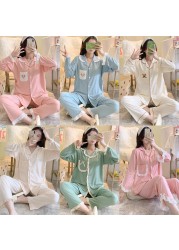 Women Sleepwear Pregnant Breastfeeding Clothes Pajama Set Homewear Spring Autumn Maternity Clothes Cotton Pregnancy Nursing Outfit