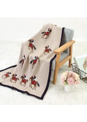 Baby Blankets Knitted Newborn Cute Cartoon Soft Warm Swaddle Kids Bath Towels 100*80cm Toddler Infantil Stroller Bedding Blanket