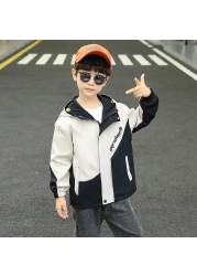 Spring autumn polyester jacket for boy new 2022 Korean version trendy cool fashion hooded windbreaker casual children's clothing