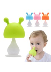 Safe Baby Teether Chew Infant Mushroom Teething Toy Baby Sore Gums Newborn Soother Rattle Toys BPA Free Silicone Pacifier