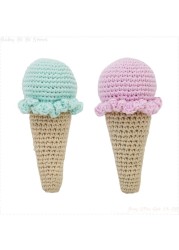 1pc DIY Crochet Ice Cream Rattle Toy Baby Teether Infant Teething Nursing Knitting Rattle Educational Montessori Toy