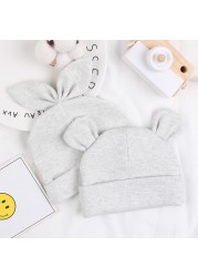 Newborn cotton hat rabbit ears bear ears hat lovely spring summer baby hat suitable for 0-6 months old baby