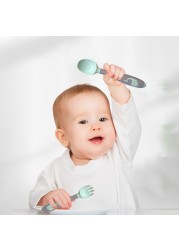 Silicone Baby Spoon Fork Kids Cutlery Set Cartoon Cute Utensil Baby Learning Training Spoon Infant Soft Fork