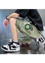 Summer Cargo Pants Boys 2022 New Fashion Loose Multi-pocket Knee-Length Casual Brand Pants Teenagers Boys Clothes for Teenagers 4-16