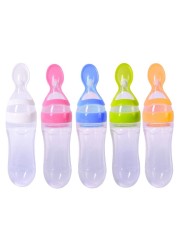 Newborn Baby Silicone Feeding Bottle Training Rice Spoon Baby Cereal Food Supplement Safe Tableware