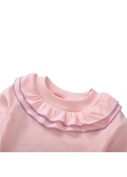 2021 New Autumn Baby Girl Long Sleeve Cotton T-Shirts Kids Solid Printed Tops Tees Casual Blouse 2-8Y