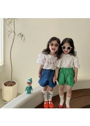 MILANCEL 2022 Blouses Girls Children Floral Puff Sleeve Cotton Short Sleeve Kids Blouse 1-6 Y