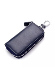 High Quality Genuine Leather Keychain Women Key Holder Organizer Pouch Cow Split Wallet Housekeeper Key Case Small Card Bag