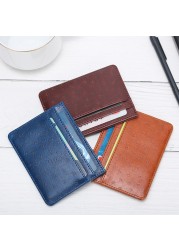 Fashion 5 Card Slots Card Holder PU Leather Slim Bank Credit ID Cards Mini Coin Holder Wallet Thin Business Travel Bag