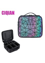 Women's Luminous Travel Cosmetic Bag,Multifunctional Zipper Makeup Bag,Large Capacity Organizer Bag,Luminous Geometric Bag