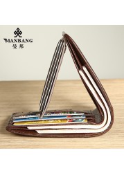 【Real Cowhide Leather】Manbang Brand Hot Sale Men Wallet Luxury Original Short Tri-fold First Layer Cowhide Business Wallet H