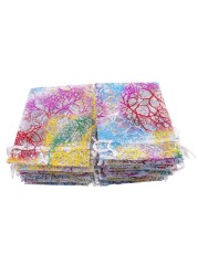 100pcs/lot Colorful Organza Drawstring Bags Pouch Bag Jewelry Packaging Bags Wedding Gift Bags