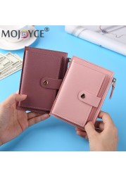 Fashion Women Solid Color Multi Slot Credit Card Holder Portable PU Leather Mini Coin Purse Multifunction Zipper Wallet