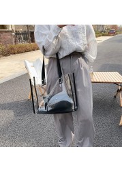 Spring Summer Transparent PVC Fashion Women Shoulder Shopping Bags Composite Handbags Solid Casual Large Capacity Ladies Handbags