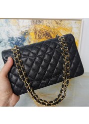 Top quality luxury handbag classic fashion flap caviar leather wear-resistant shoulder bag chain leather bag women