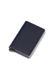 DIENQI - Genuine Leather Rfid Card Holder for Men and Women, Metal Credit Card Case