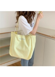 Simple Preppy Style Canvas Paper Bag Eco Foldable Shopping Bag Reusable Storage Folding Bags