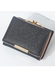 2022 women's shiny purse three fold wallets cartera mujer ladies coin pocket women purse simple clutch bag portfeuille femme