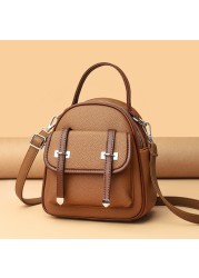 Fashion Vintage Leather Women Shoulder Bag Backpack Multifunctional Luxury Handbag Women Messenger Bags Female Crossbody Bags