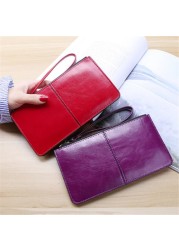 New Fashion Women Office Lady PU Leather Long Wallet Clutch Zipper Business Bag Wallet Card Holder Large Capacity Wallet