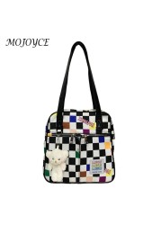 Women Nylon Checkered Shoulder Bag Female Luxury Travel Small Top Handle Bag Large Dumplings Bags Fashion Decor