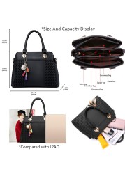 حقائب اليد النسائية شرابة بولي Leather حقيبة جلدية حقيبة يد علوية-مقبض التطريز Crossbody حقائب بيد الكتف