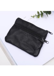 Women's Fashion Coin Purse Double Zipper Pocket Credit Card Holder Change Wallet Unisex Casual Solid Color Simple Handbag Purse