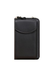 PU Leather Zipper Portable Phone Storage Long Wallet Women Purse Fashion Card Slots Carteras With Adjustable Strap Crossbody