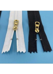 Close End 20-24cm 1pc White Black Gold Silver Metal Zipper For Sewing Zip Garment Accessories Jeans Zippers DIY Zipper Tools