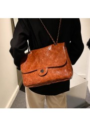 New Fashion 2022 Women Handbag Retro PU Leather Chain Shoulder Bags Large Capacity Casual Bags Designer Style For Girls