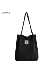 Women Corduroy Shoulder Bag Lady Large Capacity Handbag Casual Tote Female Eco-friendly Messenger Bag Streetwear