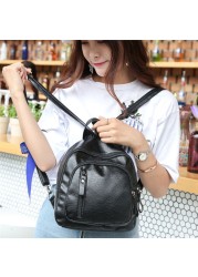 Fashion PU Leather Women Backpack Female Small Black Bags Zipper Bags Solid Student Backpack Backpack For Girls