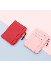 1pcs Small ID Card Holders Business Credit Card Holder PU Leather Slim Bank Card Case Organizer Fashion Zipper Unisex Wallet