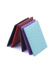 Male and female card case solid color business ID card holder woven style ultra-thin wallet PU leather handmade purse handbag