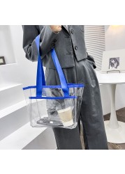 Fashion Summer PVC Transparent Handbag Tote Large Capacity Clear Women Beach Shoulder Bag Travel Clutch Brand Designer Handbags