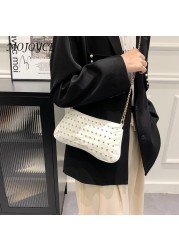 Women Leather Handbag Fashion Rivet Female Crossbody Bags New Clutch Street Fashion Simple Designer Handbag Luxury Female Bag