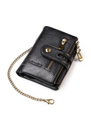 X7YA Chain Wallets for Men Leather Ladies Leather Wallets Credit Card Wallet with Coin Pocket