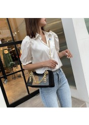 Women Hand Woven Bags Summer Clear Waterproof Chain Shoulder Crossbody Bag Female Trend Transparent Handbags Messenger Bag