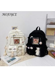 Solid Color Backpack Nylon Large Capacity Bag Girls Casual Leisure Bag Daily Travel Shopping Bag