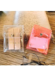 Sequin Transparent Hasp Coin Purse Lipstick Bag Kawaii Pink Clear Key Chain Wallet Fashion Card Holder Small Plastic Storage Bags