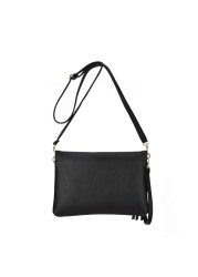 JIARO Classic Style Women's Tassel Fold Cover Sling Leather Small Crossbody Bag Handbag Purse