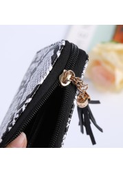 2022 The new Korean version of the snake pattern tassel basic wallet solid color small wallet women's PU wallet